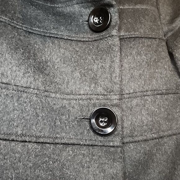 Tibi Pea Coat Fur Collar Funnel Neck Trench Y2K Academia Womens 0 S Wool Blend - Picture 7 of 16